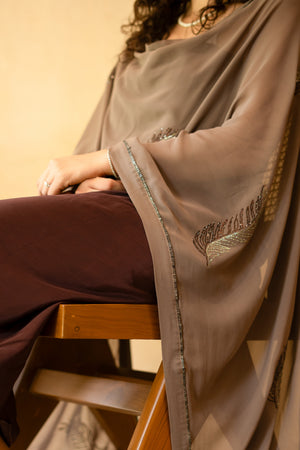 Wine maroon and grey crepe suit material