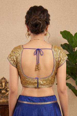 Radiant Gold Sequin Embellished Silk Blouse