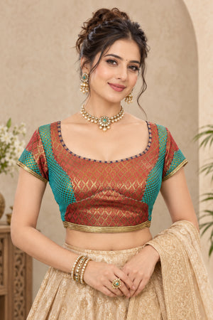 Multicolor Brocade Silk Patchwork Designer Blouse