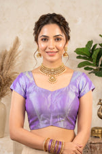 Iridescent Lavender Silk Blouse with Sweetheart Neckline