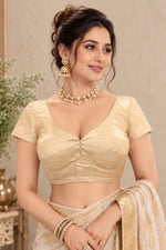 Classic Gold Woven Designer Blouse with Dori Tassels