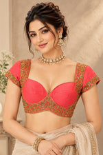 Stunning Red & Gold Heavy Embroidered Designer Blouse