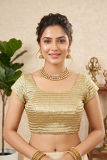 Classic Metallic Gold Textured Shimmer Blouse