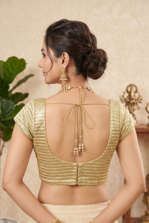 Classic Metallic Gold Textured Shimmer Blouse