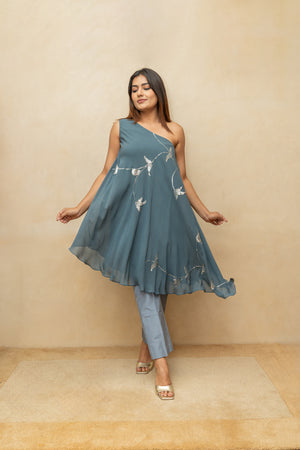 Pencil Grey Georgette Asymmetrical Tunic