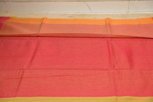 Earthy Olive Handloom Cotton Saree with Vibrant Pink & Orange Border