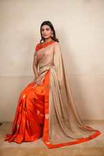 Orange & Gold Half-and-Half Silk and Georgette Saree