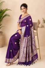Regal Deep Purple Pure Banarasi Georgette Saree