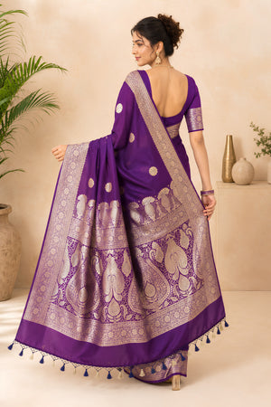 Regal Deep Purple Pure Banarasi Georgette Saree