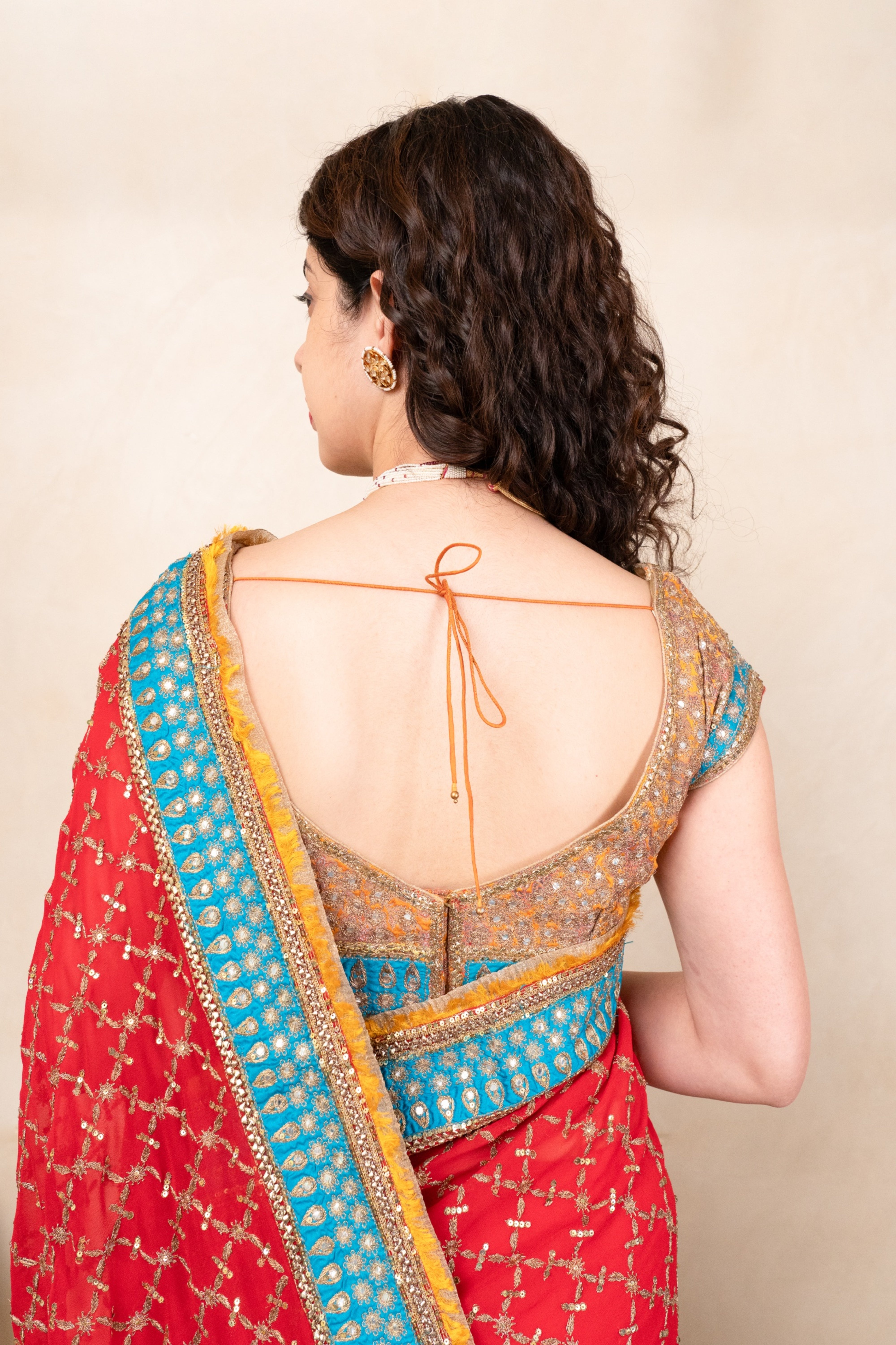 Vibrant Red Pure Georgette Saree with Ready Blouse