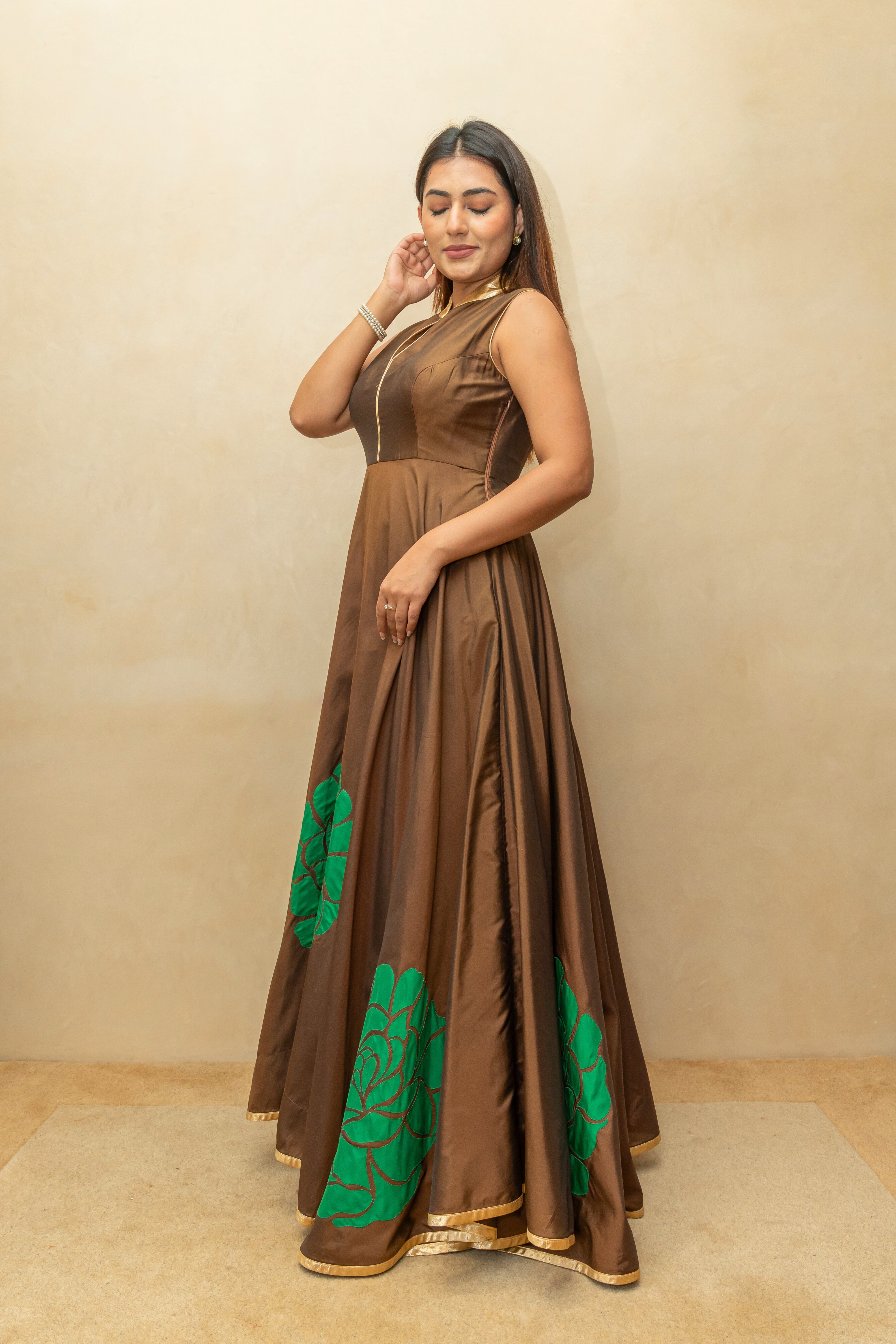 Chocolate Brown Silk Suit Set
