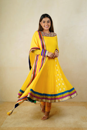 Sunshine Yellow Chiffon Anarkali Suit Set