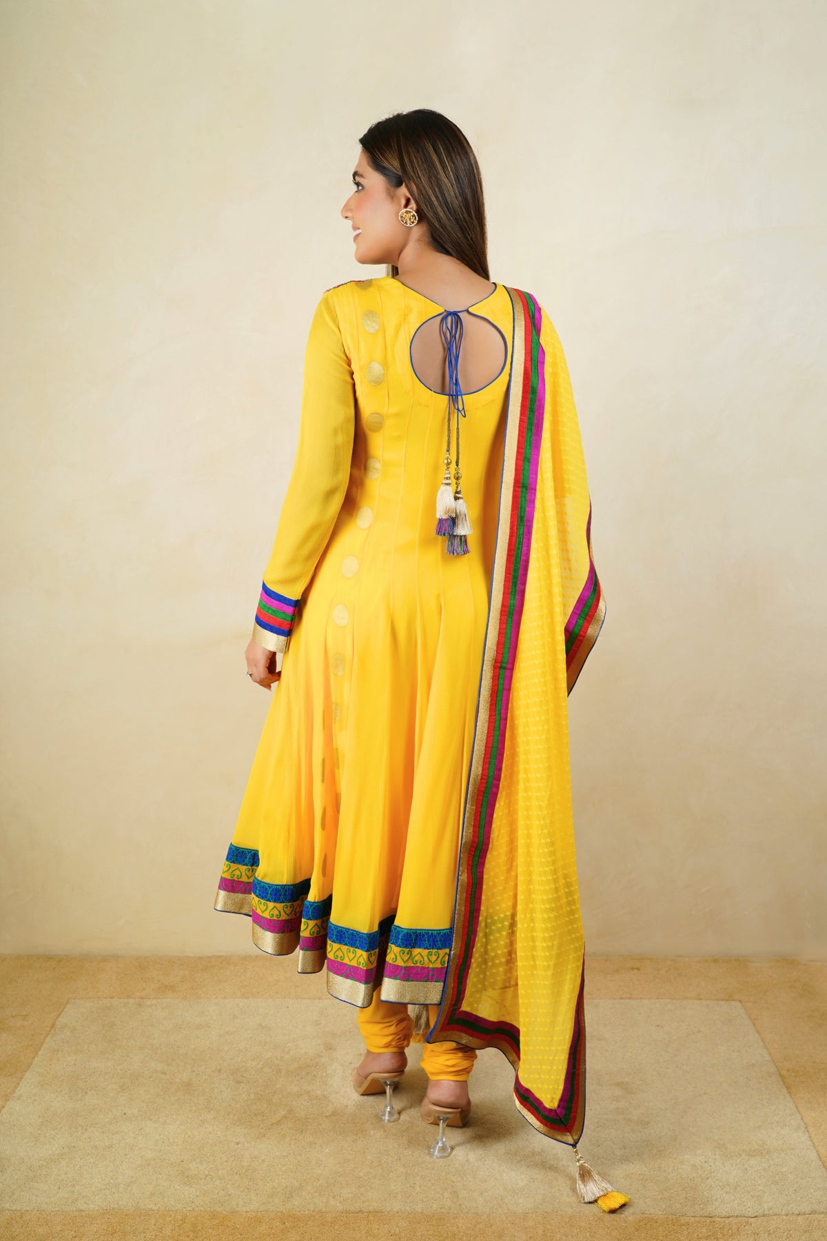 Sunshine Yellow Chiffon Anarkali Suit Set