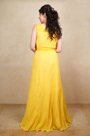 Bright Yellow Chiffon Maxi Dress
