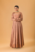 Copper Brown Crepe Silk Anarkali Gown
