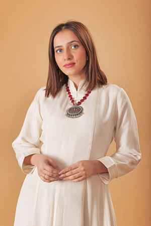 Pearl Ivory Soft Crepe Indowestern Semi Anarkali Gown