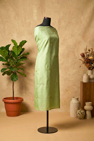 Elegant Mint Green Banarasi Chiniya Silk Unstitched Suit Material