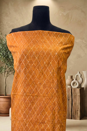 Warm Rust Orange Chanderi Unstitched Dress Material