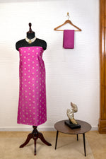Elegant Magenta Soft Silk Zari Weave Unstitched Dress Material