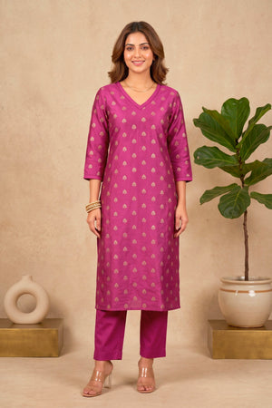 Elegant Magenta Soft Silk Zari Weave Unstitched Dress Material