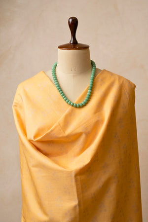 Elegant Soft Yellow & Taupe Swiss Cotton Unstitched Material