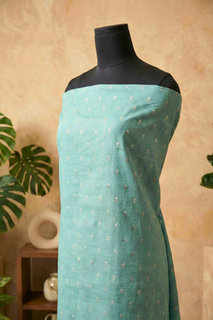 Refreshing Sea Green Chanderi Unstitched Suit Set