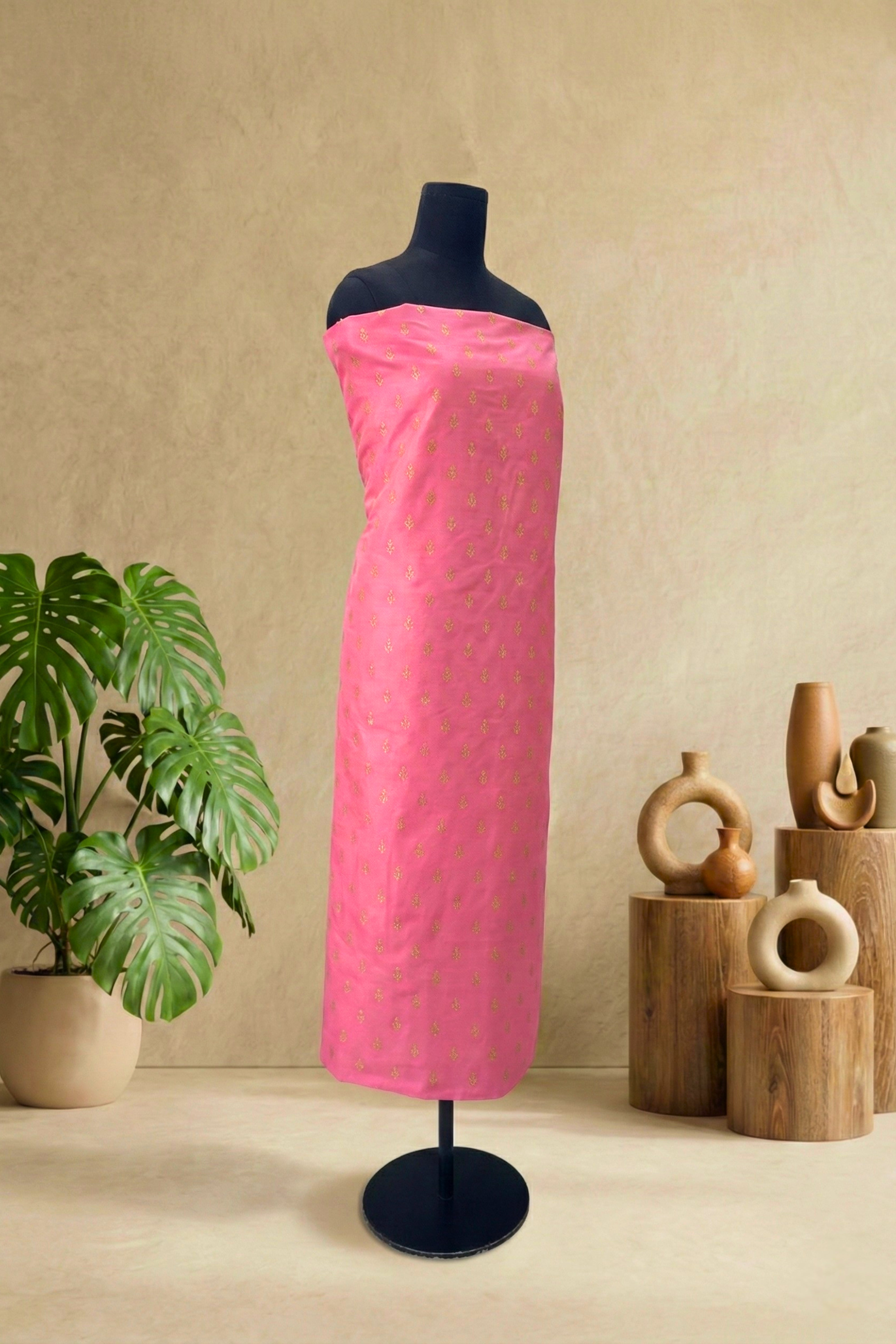 Vibrant Fuchsia Pink Chanderi Unstitched Suit Set