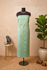 Elegant Mint Green Chiniya Silk Unstitched Dress Material