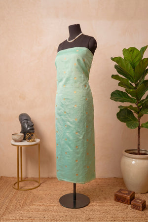 Elegant Mint Green Chiniya Silk Unstitched Dress Material