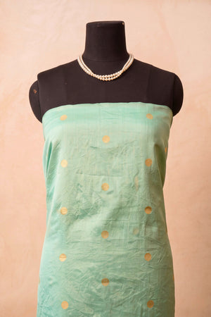 Elegant Mint Green Chiniya Silk Unstitched Dress Material
