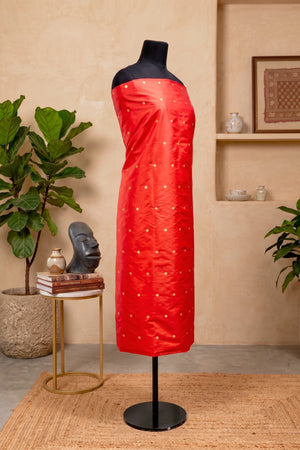 Vibrant Red Silk Unstitched Suit Material
