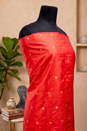 Vibrant Red Silk Unstitched Suit Material