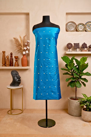 Vibrant Turquoise Silk Unstitched Suit Material