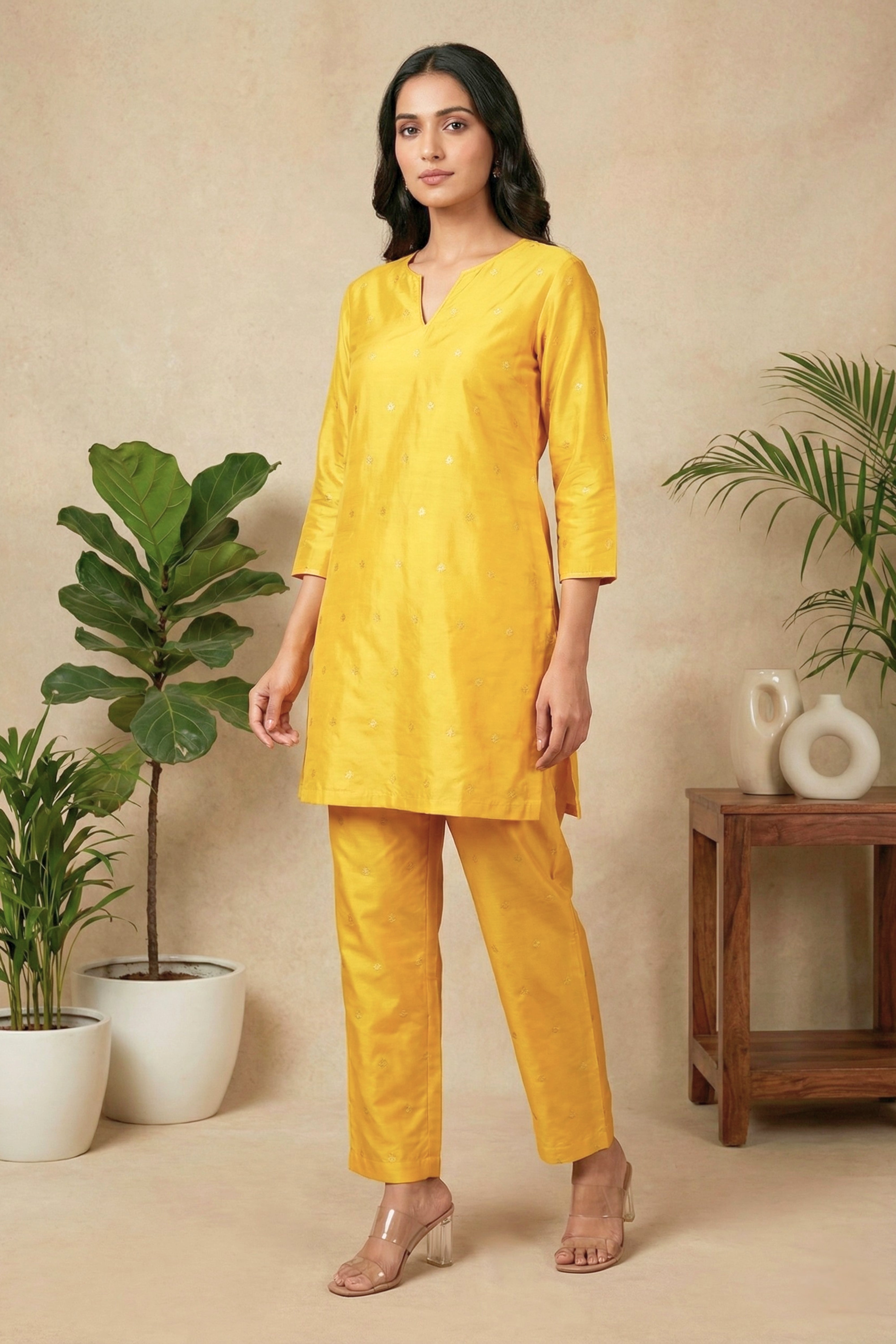 Radiant Yellow Silk Unstitched Suit Material
