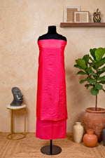 Vibrant Fuchsia Pink Striped Silk Unstitched Suit Set
