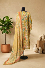 Earthy Olive & Pastel Embroidered Premium Crepe Unstitched Suit Set