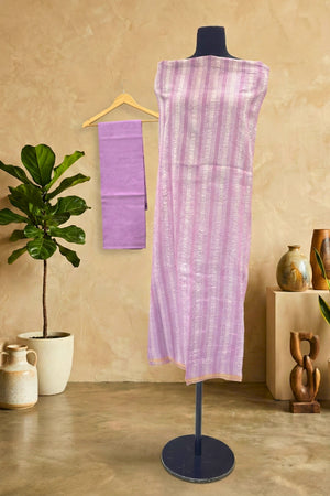 Elegant Lavender Moonga Silk Unstitched Dress Material