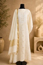 Dyeable Chikankari Mul Chanderi Unstitched Suit Set by Label Tamanna