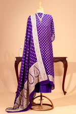 Royal Purple Pure Banarasi Georgette Unstitched Suit Set by Label Tamanna