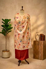 Vintage Floral & Burgundy Swiss Cotton Unstitched Material
