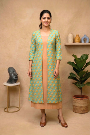 Refreshing Mint & Peach Floral Swiss Cotton Unstitched Material
