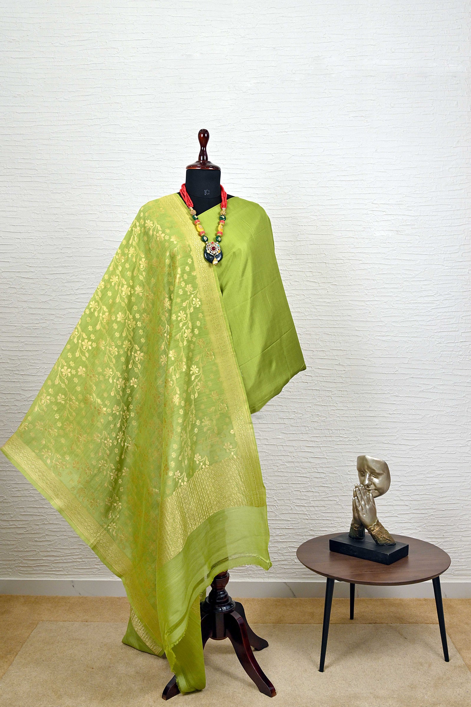 Mehendi Green Banarasi Moonga Silk Dupatta