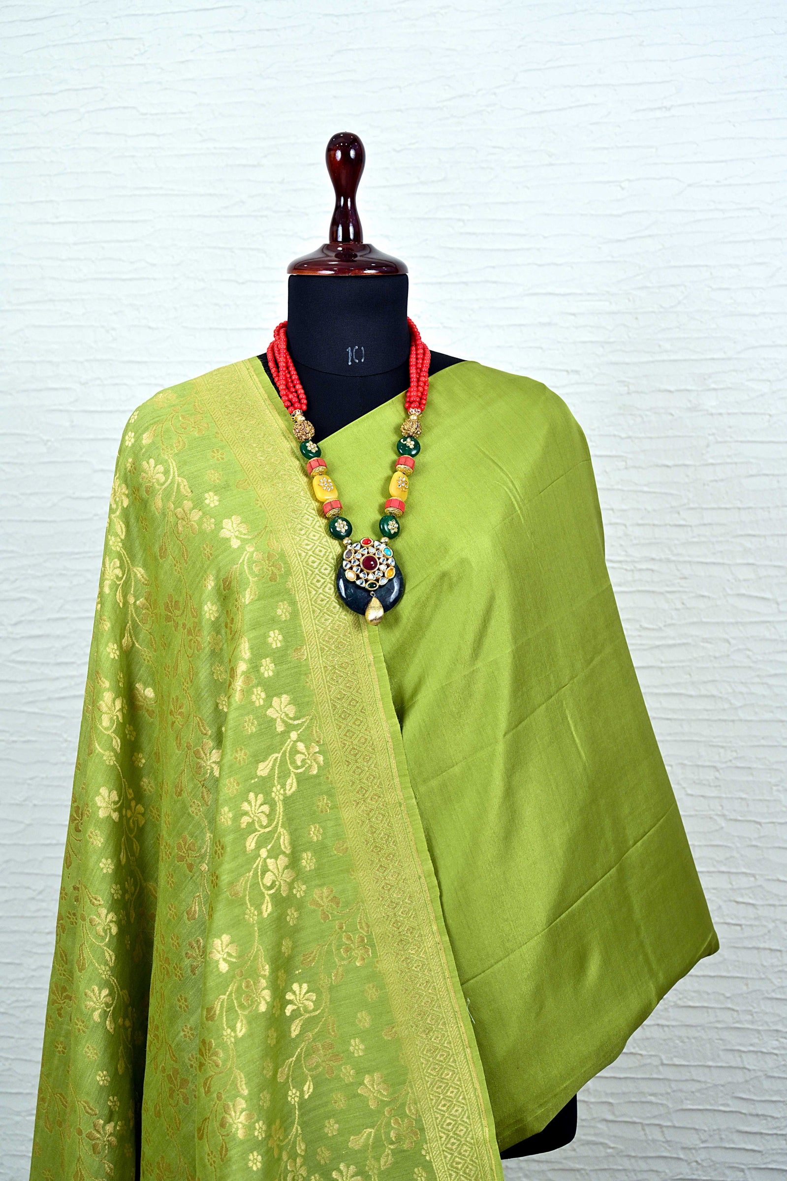 Mehendi Green Banarasi Moonga Silk Dupatta