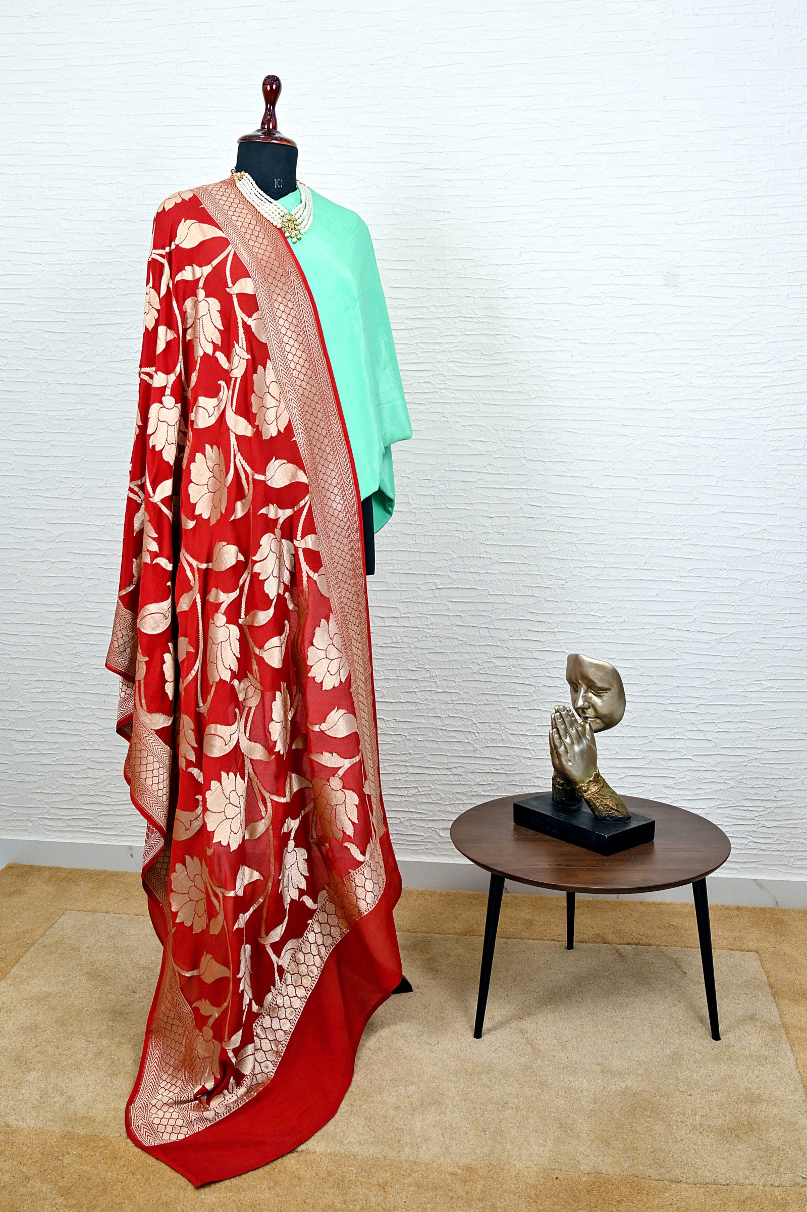 Deep Red Banarasi Georgette Dupatta