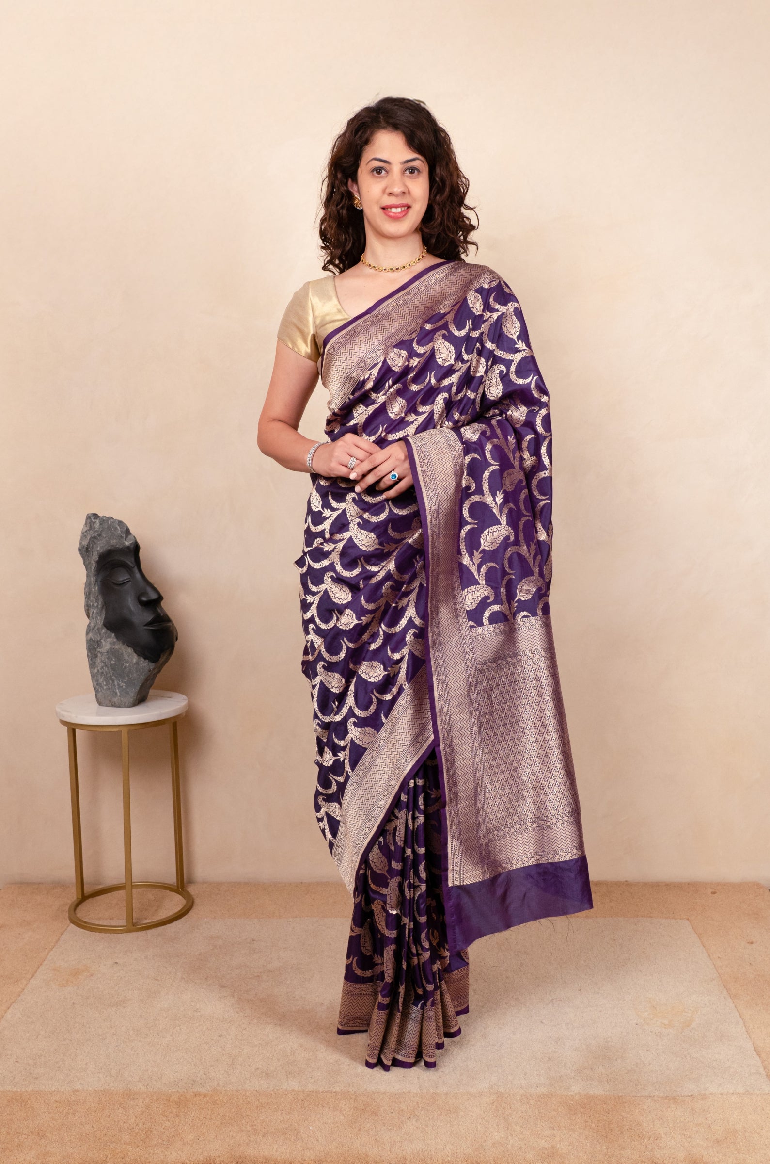 Baigani katan silk saree