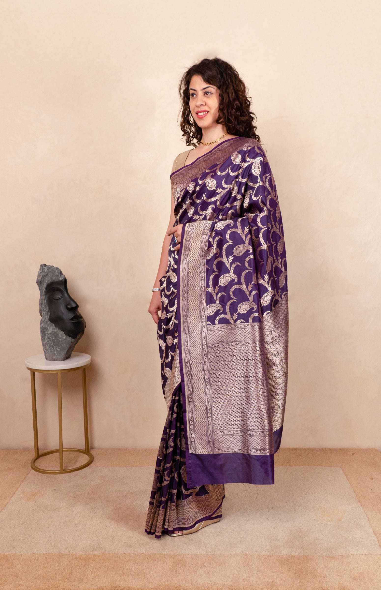 Baigani katan silk saree