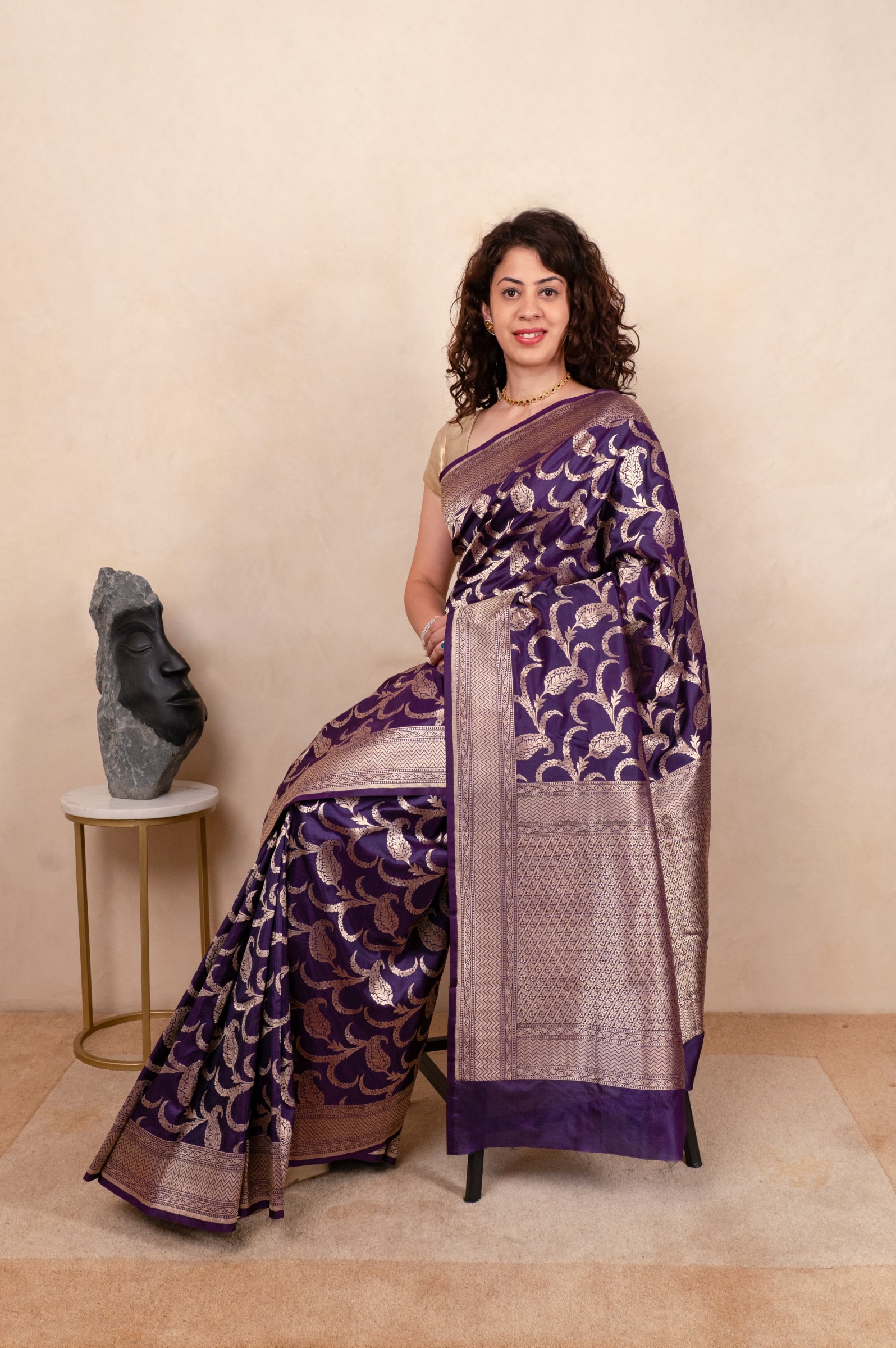 Baigani katan silk saree
