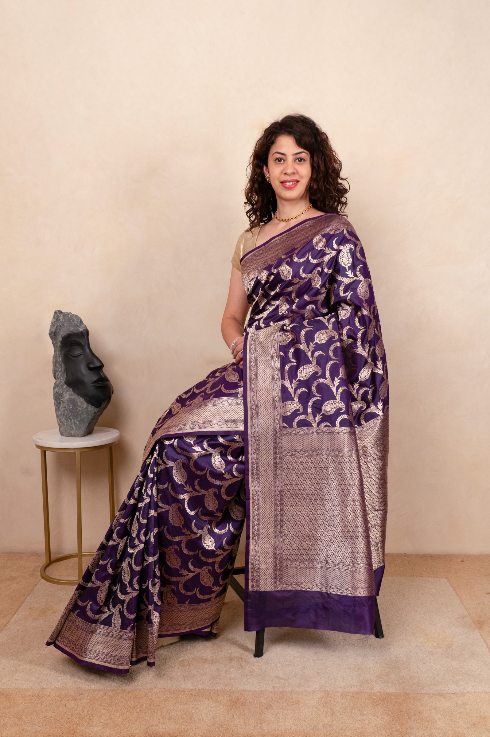 Baigani katan silk saree