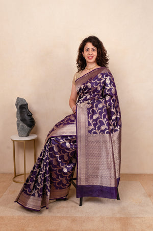 Baigani katan silk saree