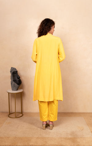 Bright yellow crepe kurta and pant
